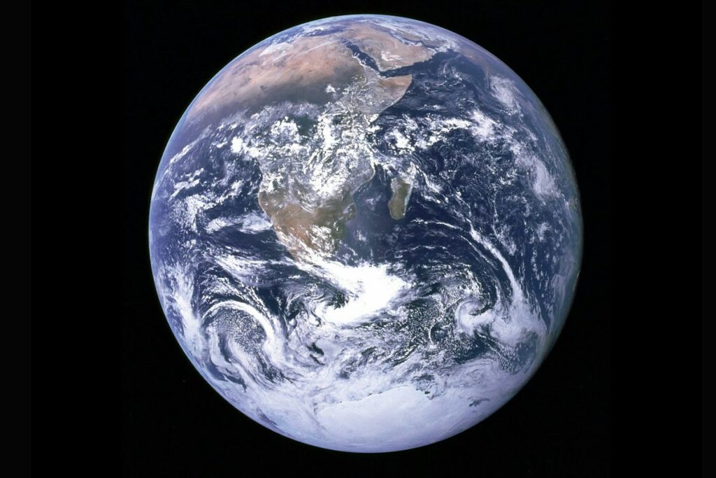 Earth with clouds above the African continent