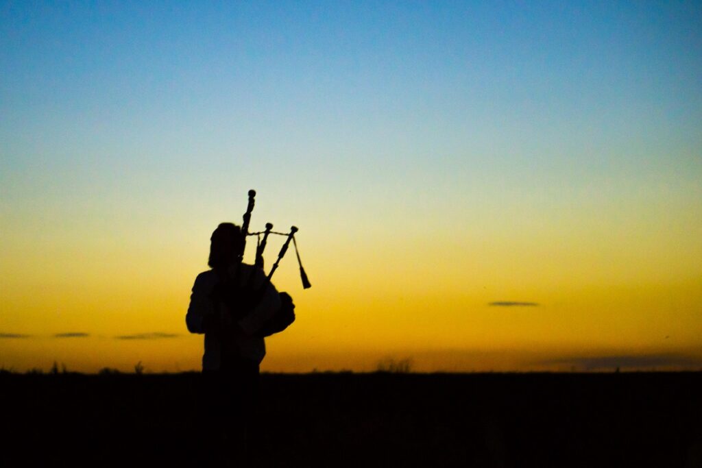 bagpiper-at sunset